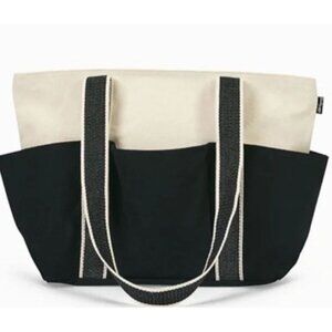 Thirty-One Gifts Canvas Carryall Tote - Black Colorblock NEW!